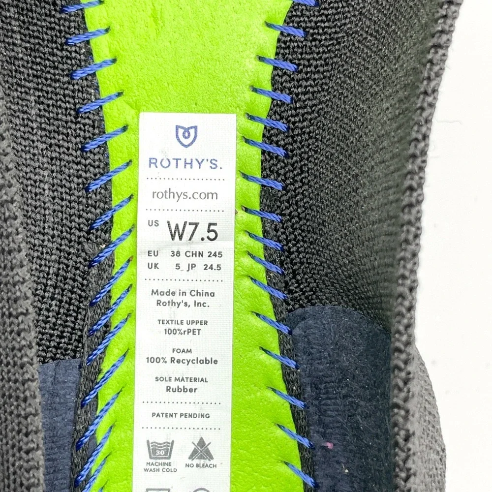 Rothys The Point Black Knit Pointed Toe Ballet Flats Shoe Womens 7.5 Office Chic
